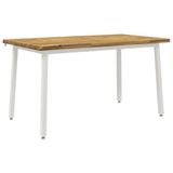 vidaXL - 140 x 80 x 75 cm Massief Acaciahout Wit Rechthoekig