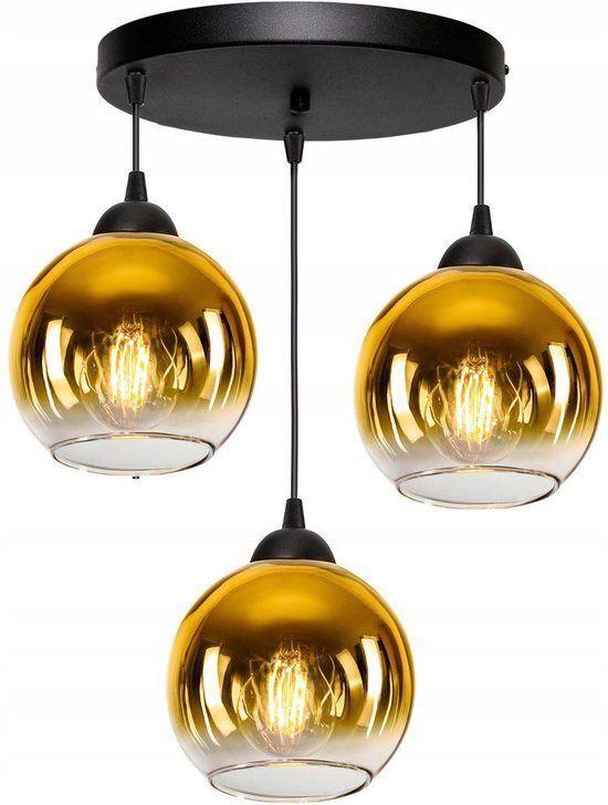 Evanell Hanglamp Industrieel voor Eetkamer, Slaapkamer, Woonkamer - Glass Serie - Bollamp 3-lichts excl. lichtbron - Transparant - 3 Bol