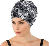 Fashy Gmbh Badmuts - luipaardprint - zwart/wit - dames - polyester - douchemuts/zwembadmuts - dierenprint - Zwemmutsen/Badmutsen