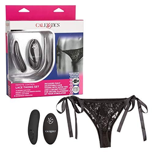 CalExotics Kanten string met stimulator en afstandsbediening - zwart
