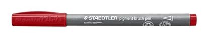 STAEDTLER Brush Pen Pigment Arts 371-29 10 stuks premium pigmentstiften karmijnrood, penseelpunt voor variabele lijnbreedte, waterdicht, sneldrogend