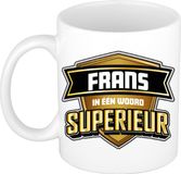 Bellatio Decorations Naam mok Frans - wit - Superieur - keramiek - 300 ml - collega beker - cadeau