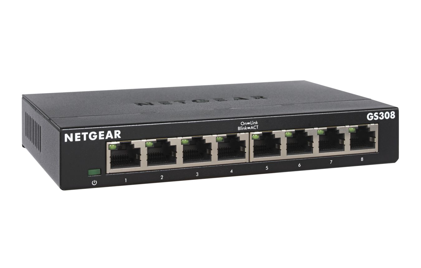 NETGEAR GS308 - 8-Port Gigabit Ethernet Switch - Unmanaged - Black