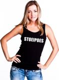 Bellatio Decorations Shoppartners Bv Stoeipoes tekst singlet shirt/ tanktop zwart dames L