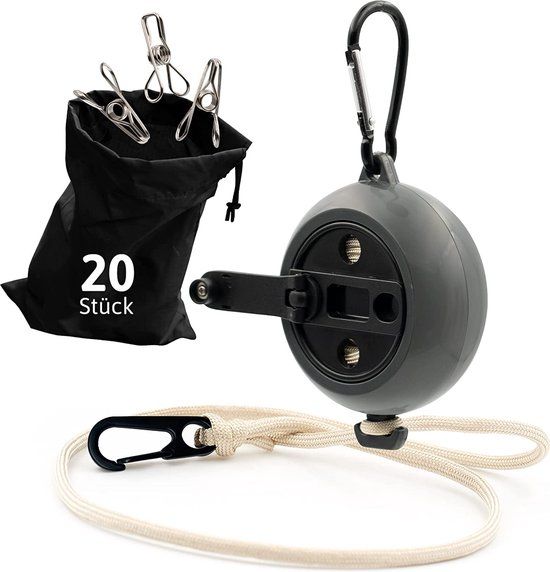 Uittrekbare waslijn - 8 m - Zwart/Grijs