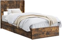 vidaXL Bedframe met opbergruimte en hoofdbord Gerookt eiken