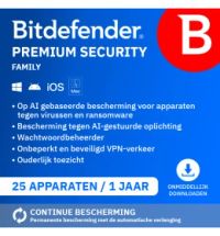 Bitdefender Premium Security Family 25 apparaten Jaarlijks