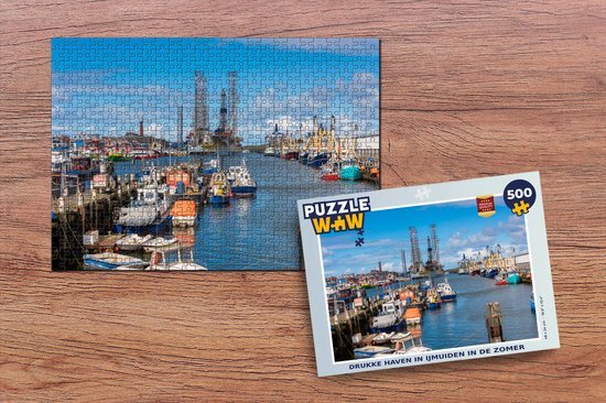 MuchoWow Puzzel Drukke haven in IJmuiden in de zomer - Legpuzzel - Puzzel 500 stukjes