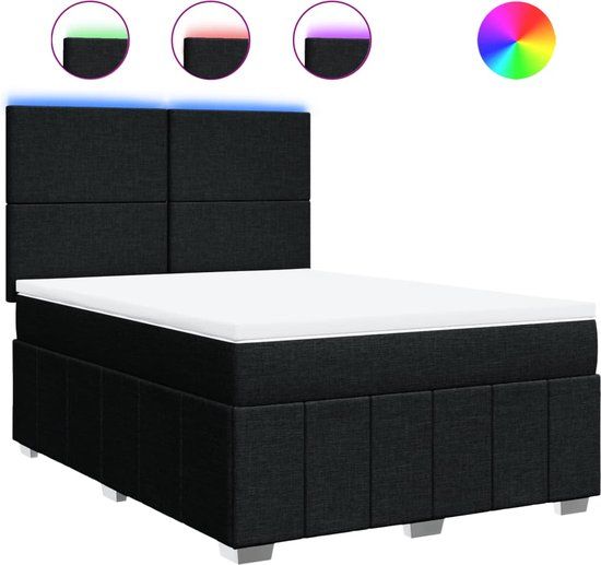 vidaXL Boxspring met matras Zwart Stof 140x190 cm