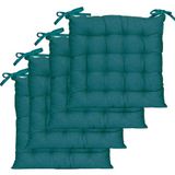 Atout Ciel Set van 4 stoelkussens, vierkant, tweekleurig, 40 x 40 cm, eendenblauw/mosterdblauw