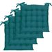 Atout Ciel Set van 4 stoelkussens, vierkant, tweekleurig, 40 x 40 cm, eendenblauw/mosterdblauw