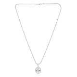 Cavill - 925 Sterling Zilver Gerhodineerde Ketting - Ovale Witte Topaas 8,28 ct & Witte Zirkonen - Elegante Dames Sieraden