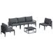vidaXL Banc de jardin 6 pièces Noir Acier
