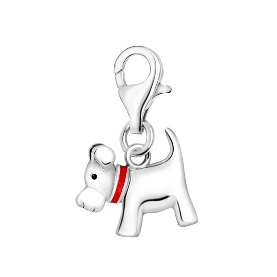 Quiges - Charm Bedel Hanger 3D Hond - Dames - zilverkleurig - QHC002