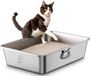 Merkloos / Sans marque BeiJingLiangPinJiaZuoKeJiWenHuaFaZhanYouXianGongSi Roestvrijstalen Kattenbak - Open - Geurvrij - Eenvoudig te Reinigen - met Handgrepen & Schepje - voor Katten van Alle Groottes & Konijnen - 60x40x15 cm