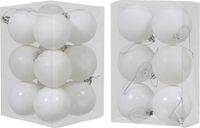 Cosy & Trendy Kerstballen set wit - 6 en 8 cm - mat en glans - 36 stuks