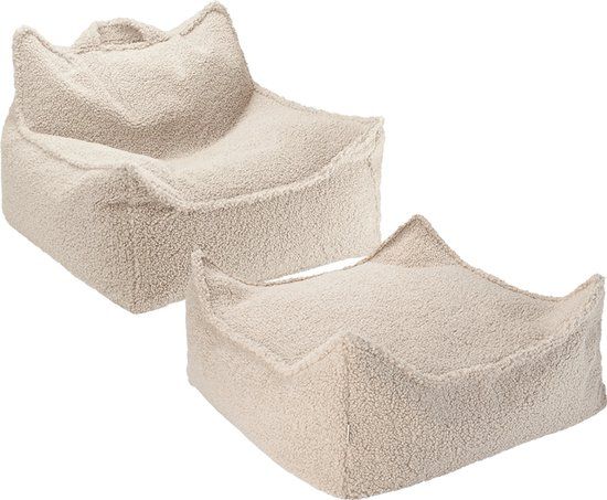 Wigiwama Beanbag Chair/Zitzak met Ottoman - Biscuit