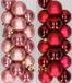 Kaemingk B.V. 32x pièces boules de Noël en plastique mélange de vieux rose et de rouge foncé 4 cm