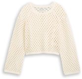 Tom Tailor Cropped gebreide trui met gaasmotief - Maat 176 - Gardenia White