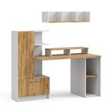 Vicco Bureau Tomy, Wit/Goudkleurig Eiken, 150 x 59 cm Set van 4