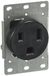 Leviton 5374-S00 50 Amp, 250 Volt, inbouwhouder, recht blad, industriële kwaliteit, aarding, zwart, 1-pack