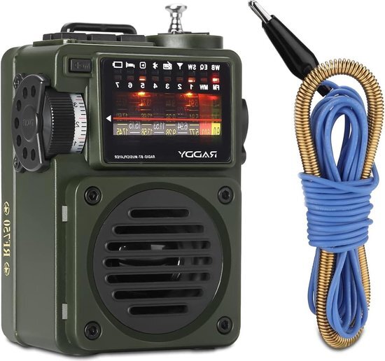 RF750 Draagbare korte golfradio - AM FM SW radio - Retro oplaadbaar - BT TF kaartmuziekspeler - 6 EQ modi - Externe antenne