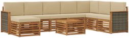 vidaXL - Hoek loungeset - 8 zitplekken - Massief Acacia Hout en Polyester - Natuurlijk en beige