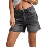 Superdry Vintage Mid Rise Cut Off Short Dames Broek - Zwart - Maat 30