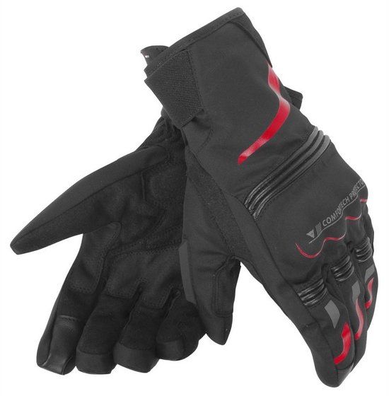 DAINESE TEMPEST UNISEX D-DRY Short Gloves - Black/Red - XXXS