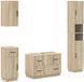 vidaXL - 4-delige - Badkamerkast - Set - HOORN - Sonoma - Eiken - Bewerkt - hout