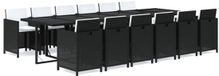 vidaXL 13-delige Tuinset met kussens poly rattan zwart