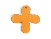 Houten hanger, gewaxt, klaverblad, oranje, 25 x 25 mm, 50u, ca.