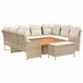 vidaXL Hoekbank loungeset 7-delig Beige en Crème PE Riet inclusief tafel en 10 kussens