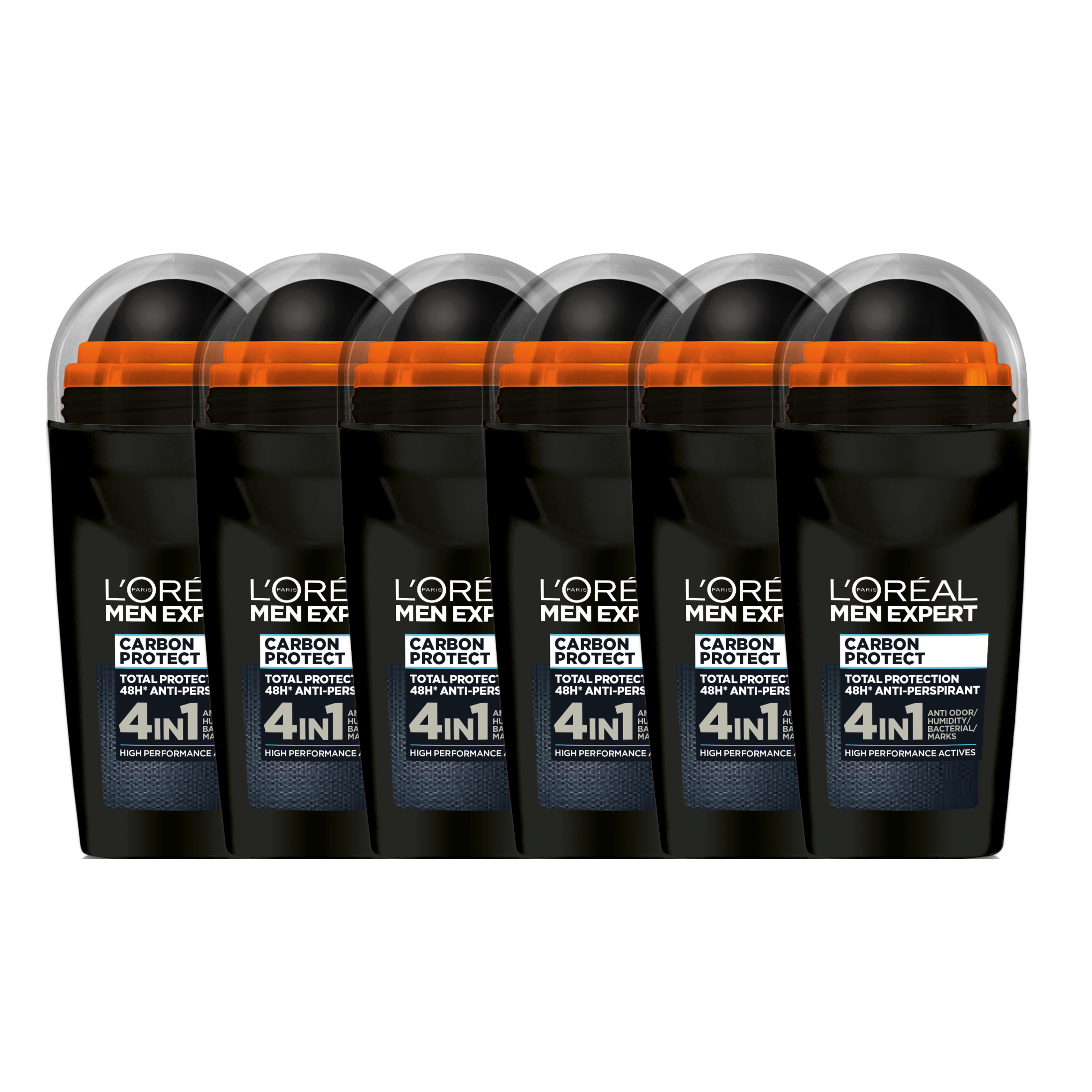 L'Oréal Men Expert Carbon Protect 4 in 1 Deodorant Roller - 6 x 50 ml - Voordeelverpakking