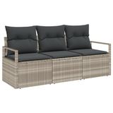vidaXL Bankstel 3-zits Lichtgrijs Polyrattan