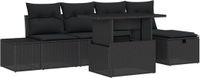 vidaXL Tuinbank Set 6-delig Poly-rattan Zwart/Zwart