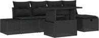 vidaXL Banc de jardin 6 pièces Poly-rattan Noir/Noir