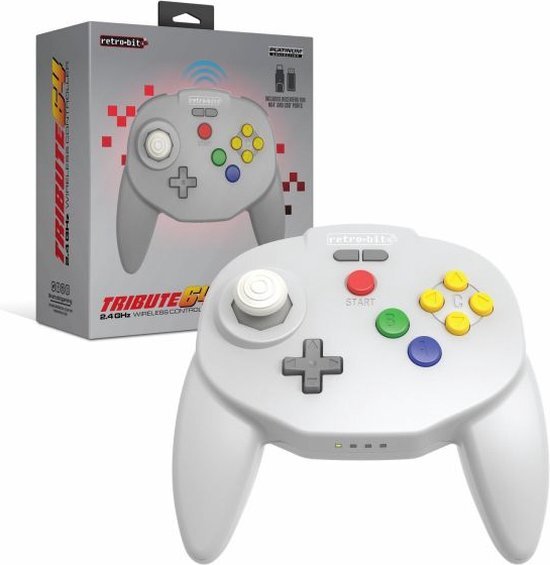 Retro-Bit Tribute 64 2.4G Wireless Controller - Classic Grey