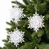 Merkloos / Sans marque Koopman International Kerstboomversiering Sneeuwvlokken - 2x stuks - 11 cm - wit - kunststof - hanger