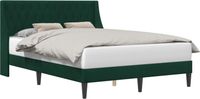 vidaXL Bedframe met hoofdeinde, donkergroen, 140 x 190 cm, fluweel