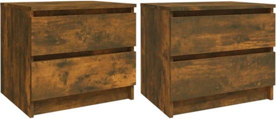 vidaXL Nachtkastjes 2 stuks 50x39x43,5 cm bewerkt hout gerookt eikenkleur
