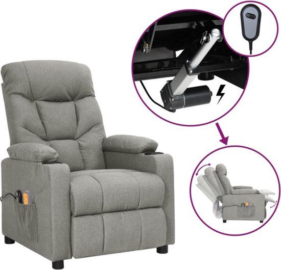 vidaXL Elektrische Massagestoel Stof Lichtgrijs