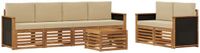 vidaXL - Bank loungeset - 6 zitplekken - Natuurlijk en beige - Massief acacia hout
