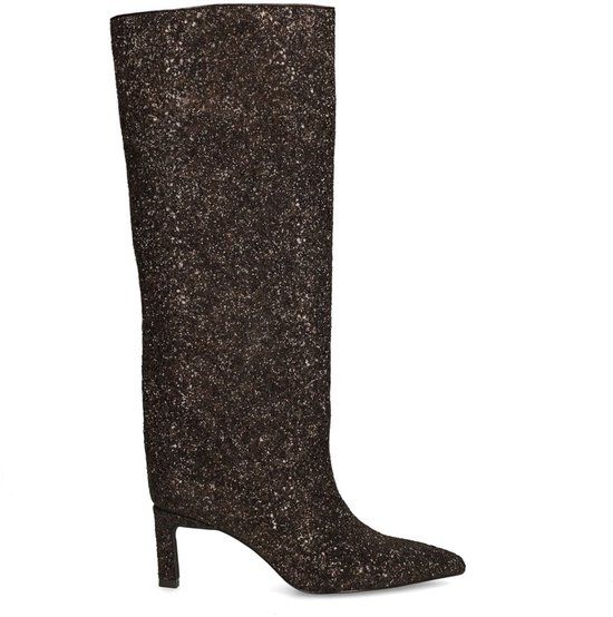 Sacha - Dames - Bruine hoge glitter laarzen met hak - Maat 41