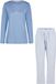 By Louise Dames Pyjama Set Lang Blauw Gestreept - Maat XXL