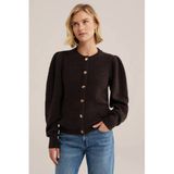 WE Fashion Dames gebreid vest van wolmix met gouden knopen