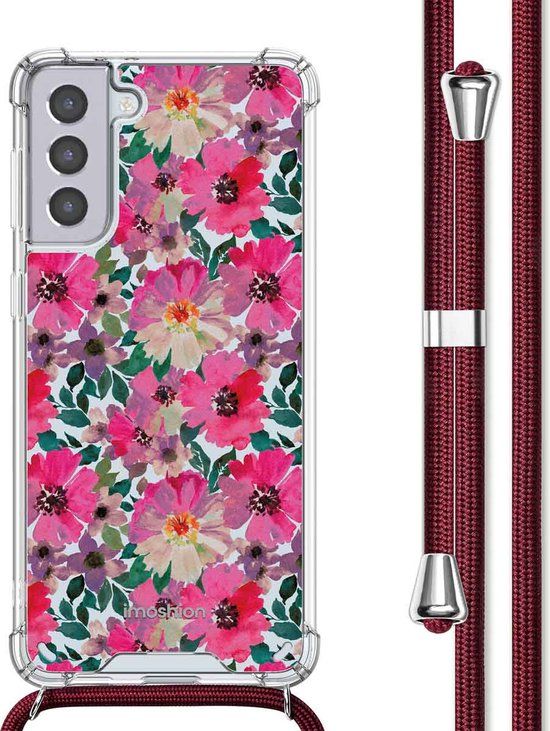 iMoshion Hoesje Samsung Galaxy S21 Plus - Flower Water - Back Cover met Koord