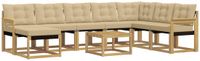 vidaXL - Hoek loungeset - 8 zitplekken - Wit en Beige - Acacia Hout