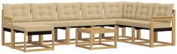 vidaXL - Hoek loungeset - 8 zitplekken - Wit en Beige - Acacia Hout