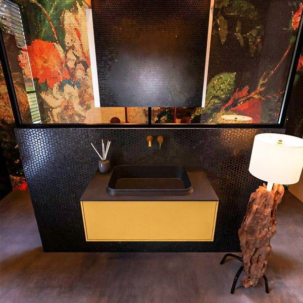 Mondiaz ERIN 80cm badmeubelset Ocher met 1 lade - Wastafel RIDGE Urban